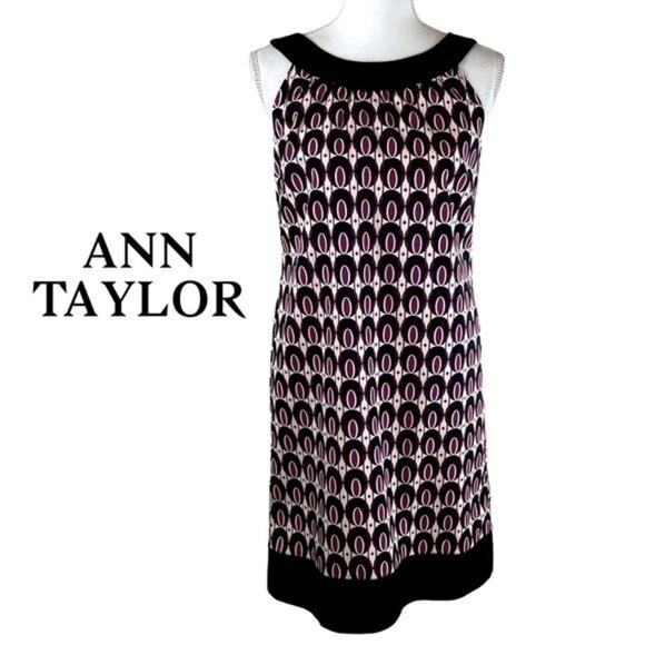 Ann Taylor Bold Retro Print Shift OfficeCore Career Dress NWOT Size 6P - Picture 2 of 12